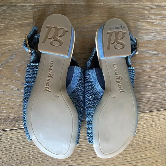 Paul Green Helena Woven Leather Slingback Sandal Indigo Block Heel 7 / 4.5 UK - Picture 12 of 15